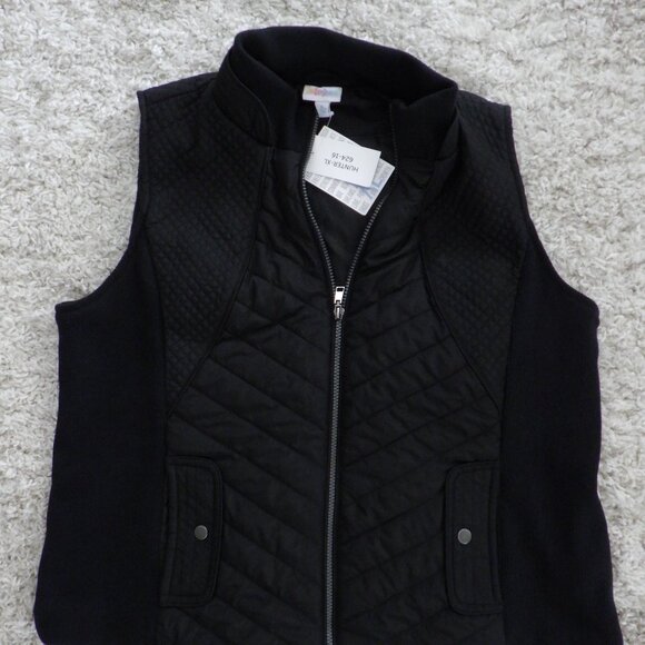 NWT LuLaRoe Hunter Quilted Vest Cabin Core Black # 624-16 Collar Pocket Size XL - Picture 1 of 7